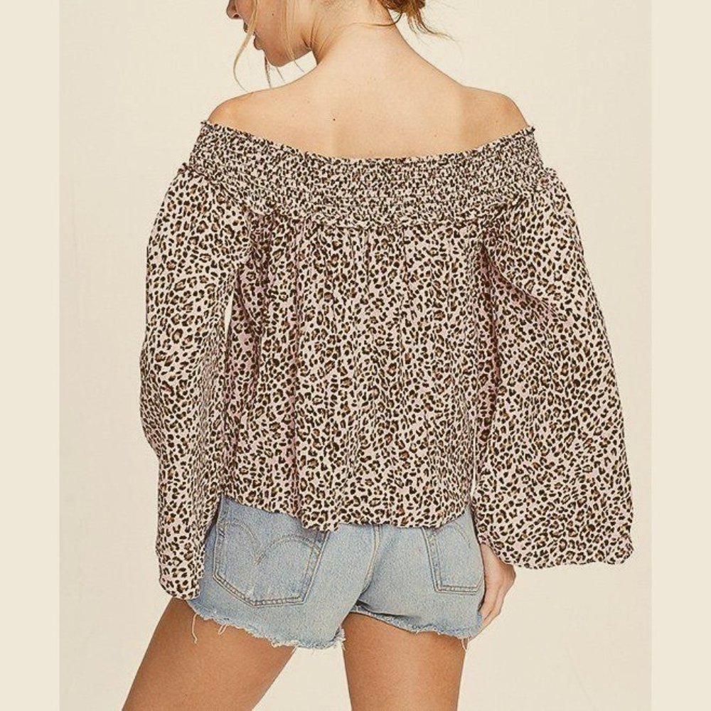 Free People FP Movement Leopard Off-Shoulder Top - Picture 11 of 16